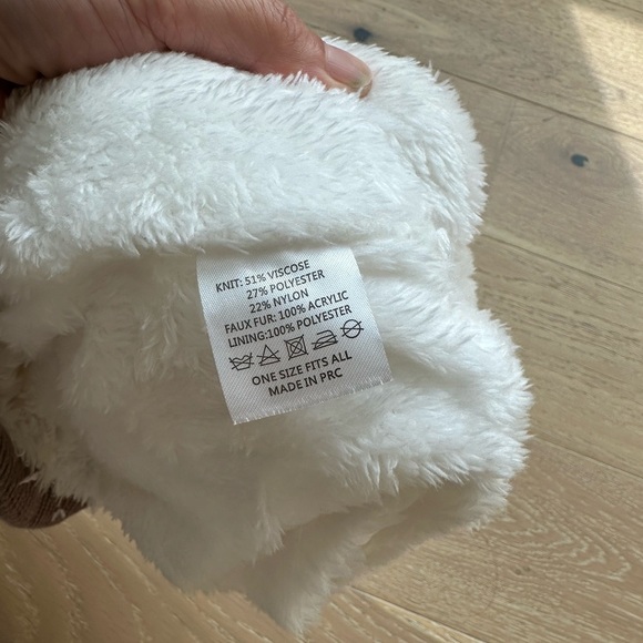 Cozy White and Brown  Pom-Pom Beanie - Picture 4 of 4